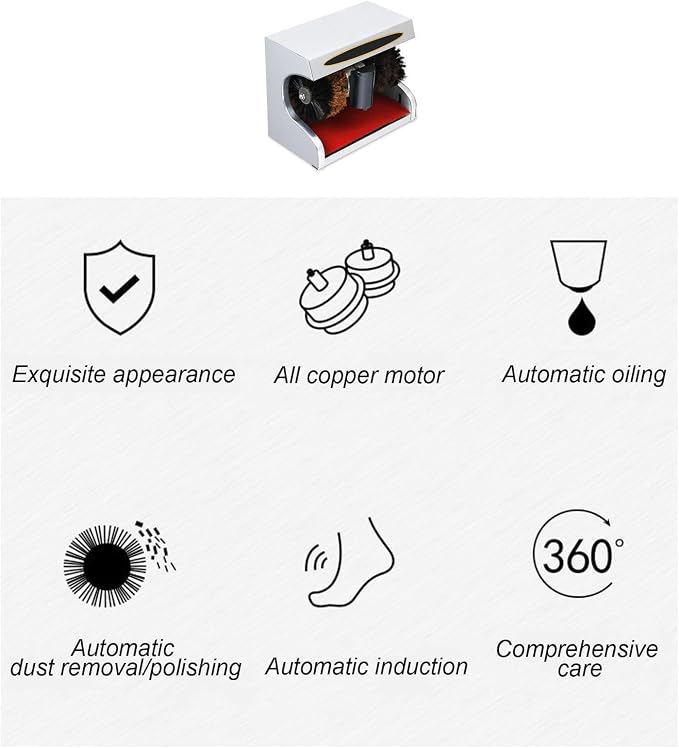 Automatic Shoe Shine Polisher - Electric Shoe Polishing Machine for Home, Hotel, and Office - Low Noise Operation, Induction Technology