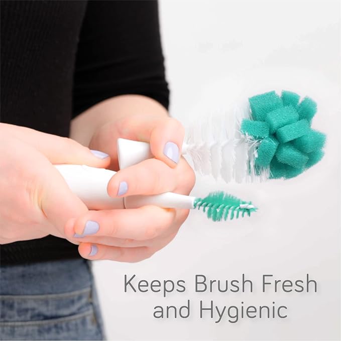 Nanobebe Baby Bottle Cleaner Replacement Heads - for E-Brush Electric Rechargeable Bottle Cleaning Brush and Flexy Brush in Gift Sets, for Baby Accessories, Pacifiers, and Sippy Cups - 4pk, Grey