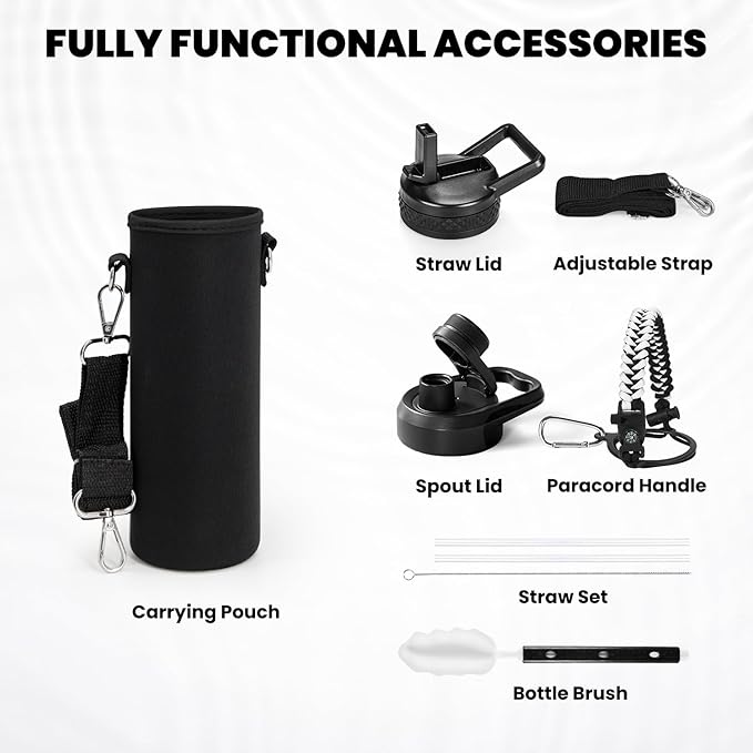 RAYMYLO Insulated Water Bottle 20 oz, Triple Wall Vacuum Stainless Steel (Cold for 24Hrs, Hot for 12Hrs), Leak Proof & Non-BPA, Modern Water Bottle Jug for School with Straw Spout Lids