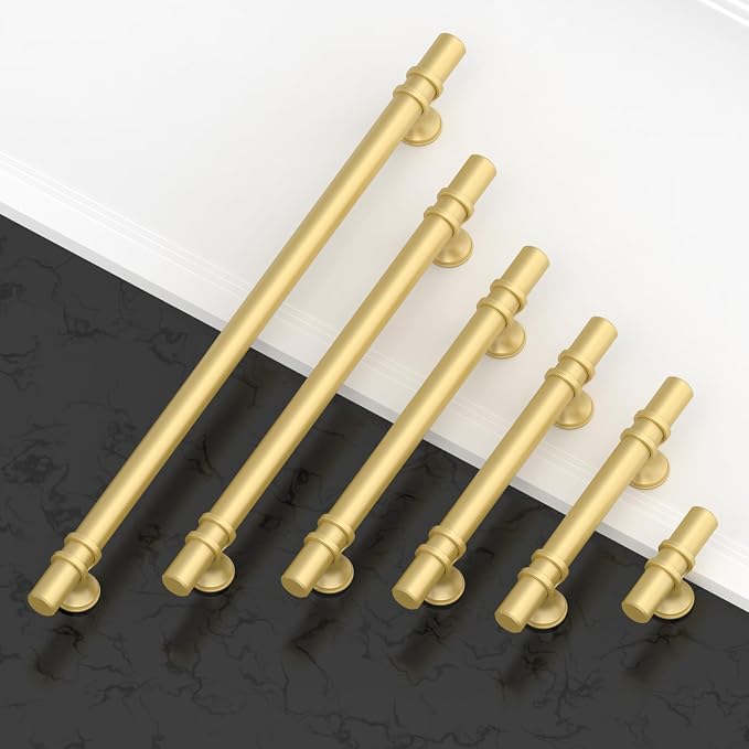 Asidrama 10 Pack 3.75 Inch(96mm) Brushed Gold Kitchen Cabinet Handles, Cabinet Pulls Kitchen Cabinet Hardware Cupboard Handles Drawer Pulls