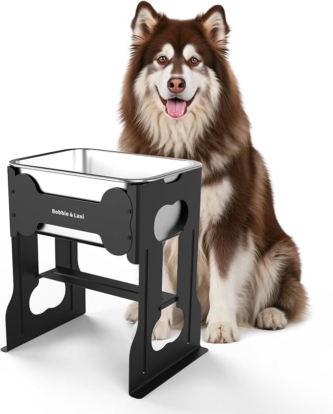 Bobbie & Laxi 16" Elevated Dog Water Bowl, 2.4 Gal Stainless Steel Bowl | Raised Dog Bowl for Large Breed, Metal Dog Feeding Station for Relief Joint Pressure, Easy Clean for Indoor & Outdoor Use