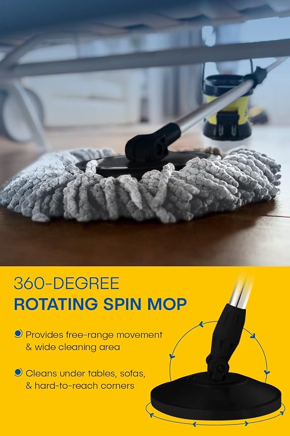 CycloMop® Commercial Spinning Spin Mop with Dolly Wheels - Heavy Duty Design for Years of Use