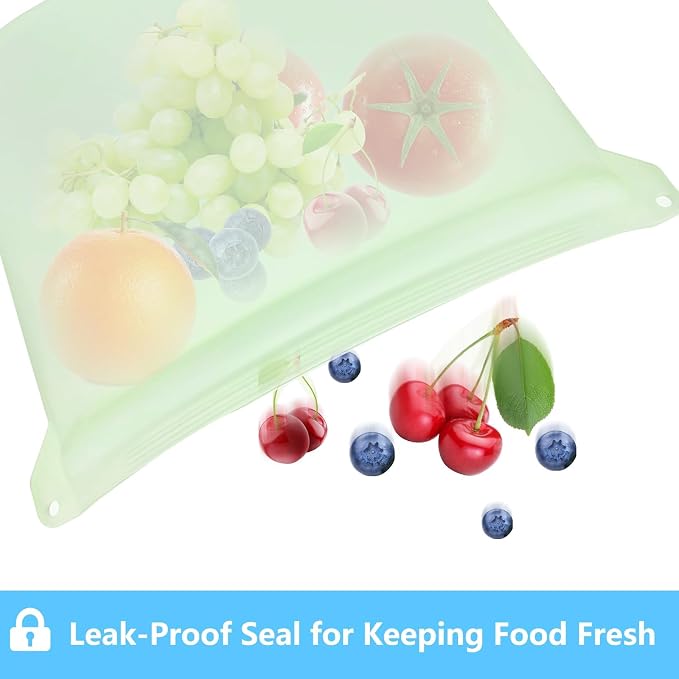 Reusable Freezer Bags, Platinum Silicone for Food Storage Stand-Up 6-Pack | BPA-Free Platinum Silicone Bag for Meal Prep, Travel, Lunch, Kitchen Organization, Microwave, Oven & Dishwasher Safe 3 Sizes