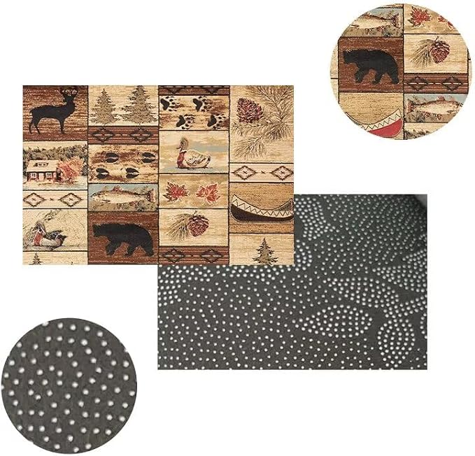 Cabin Moose Deer Rugs 5ftx7ft Wildlife Elk Bear Print Area Rug for Dining Living Room Bedroom Non-Slip Western Bear Indoor Entryway Mat