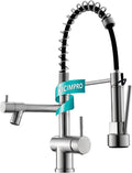 Kicimpro Faucet for Kitchen Sink, Commercial Kitchen Faucet with Pull Down Sprayer Brushed Nickel Spring Single Handle High Arc Stainless Steel Kitchen Bar Sink Faucet 1 Hole Or 3 Hole Compatible