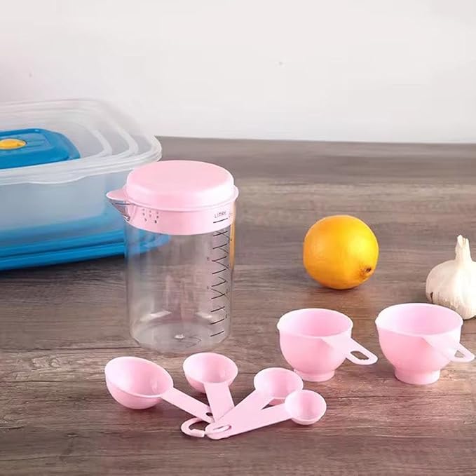 7 Piece Kitchen Measuring Tool, Plastic Measuring Cup Measuring Spoon with Scale Scale Set Plastic Measuring Cup Set Kitchen Tool, Nesting Measuring Cups Measuring Cups, for Cooking (30PCS Blue)