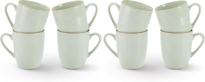 famiware Jupiter Coffee Mugs Set of 4, 14 OZ Coffee Mug, Microwave and Dishwasher Safe, Coffee Cups with Handle for Coffee, Tea, Cocoa, Milk, Light Green (Pack of 2)