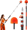 26FT Reach Cobweb Duster with Extension Pole - Spider Web Brush with 5-20 FT Telescopic Aluminum Pole, Washable & Reusable Soft Bristles for Cleaning High Ceiling Corner, Indoor, Outdoor
