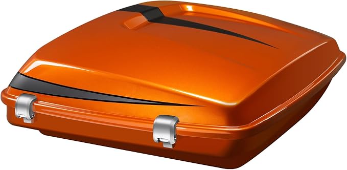 5.5" Razor Motorcycle Trunk W/Latch Key Fit For Harley 2014-2025 Touring CVO Road King Street Glide Electra Glide Ultra Limited Pack Scorched Orange/Black Denim
