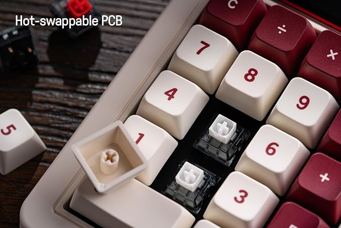 8Bitdo 18 Keys Retro Mechanical Numpad, Supports PC Numpad & Standard Calculator Mode, Hot-swappable, PC Calculator Shortcut Button, Bluetooth/2.4G/Wired Numpad for Windows and Android - Fami Edition