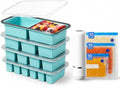 Silicone Freezer Trays Bundle with Vacuum Sealer & 30 Bags, 4 Pack | Meal prep bundle, 4 silicone freezer trays, Handheld vacuum sealer, 30 reusable bags, Dishwasher safe, Stackable alloy frame