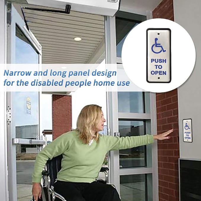 Handicap Push Button Door Opener,Auto Door Opener with Wireless Narrow Stainless Steel Handicap Push Buttons Olide-511 and 550lbs Fail Security Electric Strike