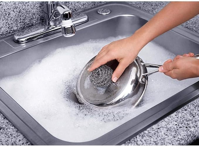 Fuller Brush Stainless Steel Scrubbing Sponges – 1-Pack (1 Set of 3 = 3 Pieces) – Heavy Duty Kitchen Scour Sponges for Dishes, Pots & Pans