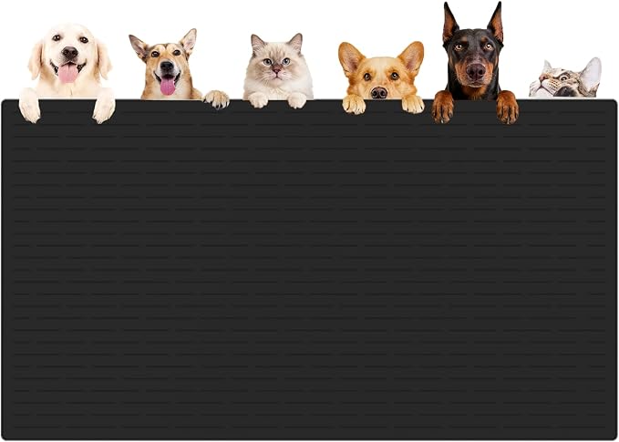 XXXXL Largest Pet Food Mat, 51.2"x25.6"(130cmx65cm) Silicone Dog Mats for Food and Water, Nonslip Pet Feeding Mats for Floors,Dog Cat Bowl Mat with Raised Edges, Black