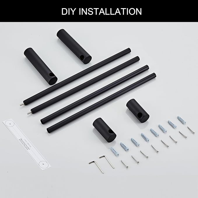 Towel Racks for Bathroom, NEWRAIN 30 inch Double Bath Towel Bar Wall Mounted, Stainless Steel Kitchen Towel Holder, Matte Black Towel Rod Towel Rail Hange