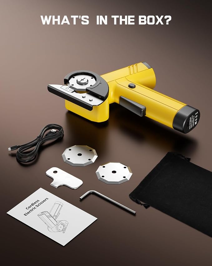 Cordless Electric Scissors, 320RPM High Speed Cardboard Cutter with 3000mAh Long-Lasting Battery, 4-Speed Power Rotary Cutter Tool with LED Display & 2 SKS Blades for Box, Fabric, Leather, Craft