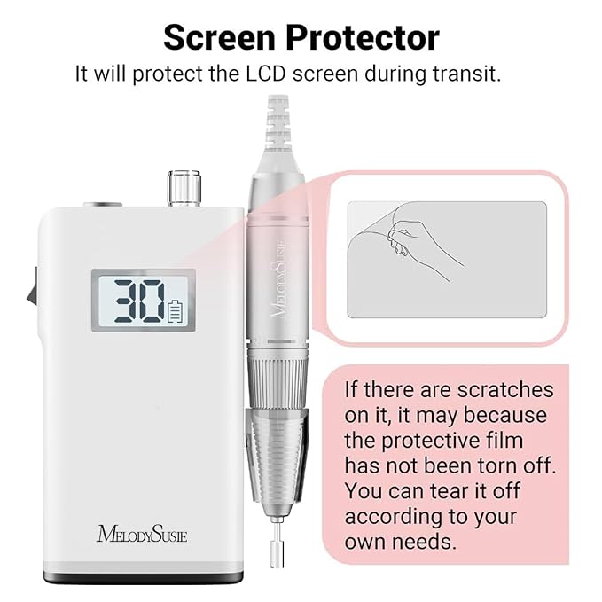 MelodySusie Entry-Level Clip-On Rechargeable Nail Drill, Scamander(SC320H) 30000RPM Popular Classic E-File with LCD Display for Manicure Shaping & Gel Removal, Perfect for Nail Art Training & Home Use