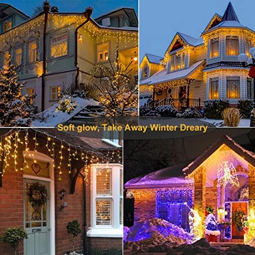 Warm White Christmas Lights Outdoor 99ft 1216 LED Icicle Lights for Outside