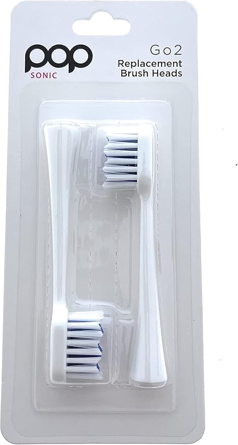 8-Pack Pop Sonic Replacement Toothbrush Heads - Compatiable w/Go Plus - Toothbrush Head w/Super Soft Dupont Tynex Nylon Bristles