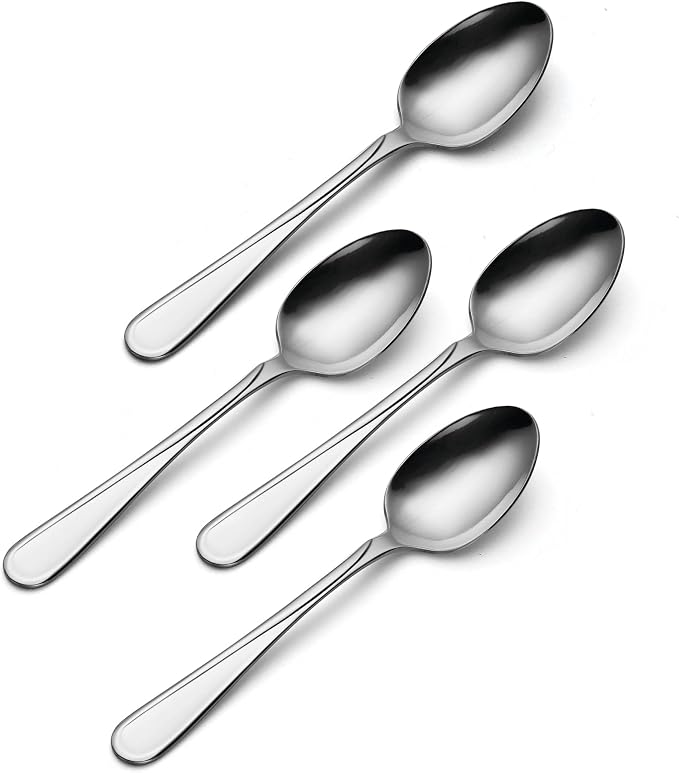 Oneida Silverware Set, Flight Everyday Flatware Dinner Spoons Set, Service For 4, Rust Resistant 18/0 Stainless Steel, Dishwasher Safe, Mirror Finish, Home And Kitchen Utensils Sets (Silver, 4 Piece)