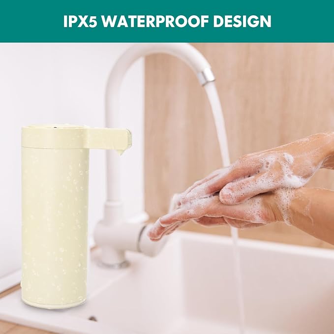 Automatic Soap Dispenser Stainless Steel with Sensor Infrared Soap Dispenser Electric IPX5 Waterproof USB-C Charging Motion Sensor for Kitchen & Bathroom (Champagne)