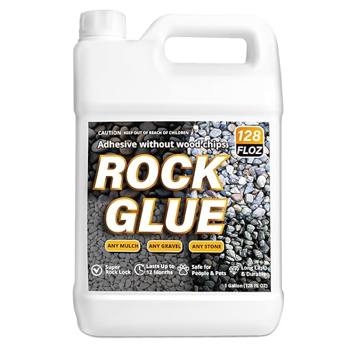 Rock Glue for Landscaping - 1 Gallon Heavy Duty Gravel Binder and Pebble Lock, Clear Drying Permeable Landscape Glue for Pea Gravel, River Rock, Stones & Mulch, Eco-Friendly, DIY Pathway