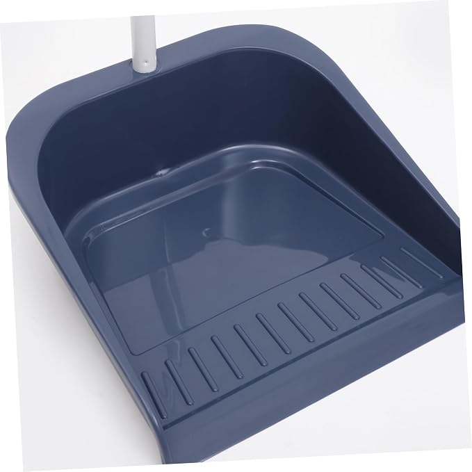 VOSAREA Broom and Dustpan Set, Heavy Duty Dust Pan and Broom with Long Handle, Standing Dustpan Set Household Floor Cleaning Tools for Home Kitchen Indoor Sweeping Blue