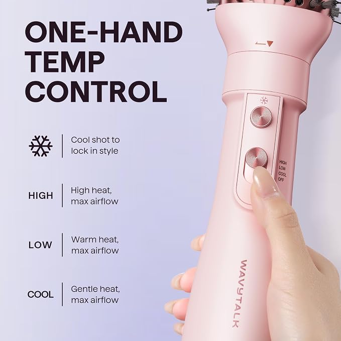 Blow Dryer Brush Set, Wavytalk Air Sculpt 5-in-1 Hot Air Brush Set, Multi Hair Styler for Salon Blowouts, Smooth Curls, Volumizing and Straightening, Sleek and Less Frizz, Pink