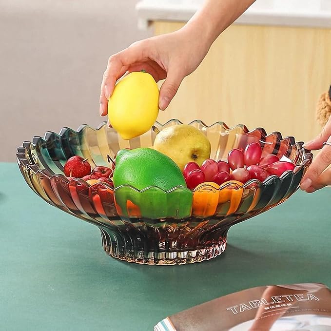 MAGCOLOR 12 inch Diameter Crystal Glass Colorful Fruit Bowl kitchen decor accessories
