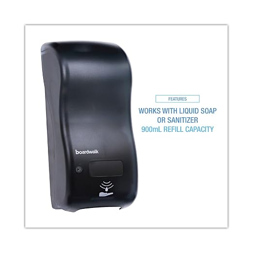 Boardwalk 00SBBW Rely Hybrid Foam Soap Dispenser, 12" Width, 5" Depth, 4" Height, 900 mL, Black Pearl, 10" Height, 8" Width