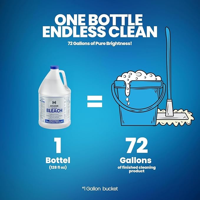 (6 Gallons) - Bulk Liquid Chlorine Bleach, for Laundry, Household and Commercial Cleaning, Multipurpose Cleaner, 1 Gallon Jugs. Ready to Use - Wholesale Bulk