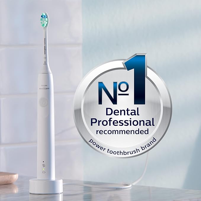 Philips Sonicare 4100 Electric Rechargeable Power Toothbrush, White, with Genuine Philips Sonicare Optimal Plaque Control Replacement Toothbrush Heads, White, 3 Pack
