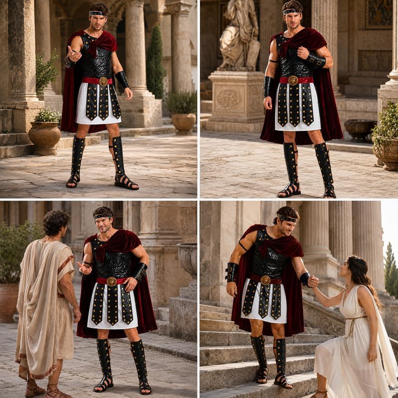 Men's Roman Gladiator Costume for Adults, Ancient Roman Warrior Outfit, Centurion Cosplay Costume