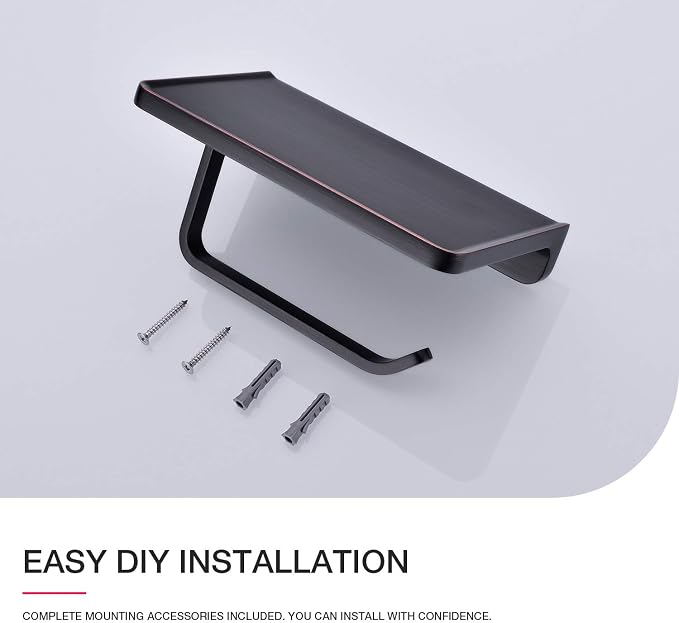 Toilet Paper Holder with Phone Shelf ORB Bathroom Wall Mounted Tissue Roll Dispenser Storage, Oil Rubbed Bronze