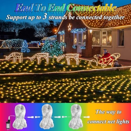 LitHome 204 LED Christmas Net Lights Outdoor Connectable, 9.8FT x 6.6FT