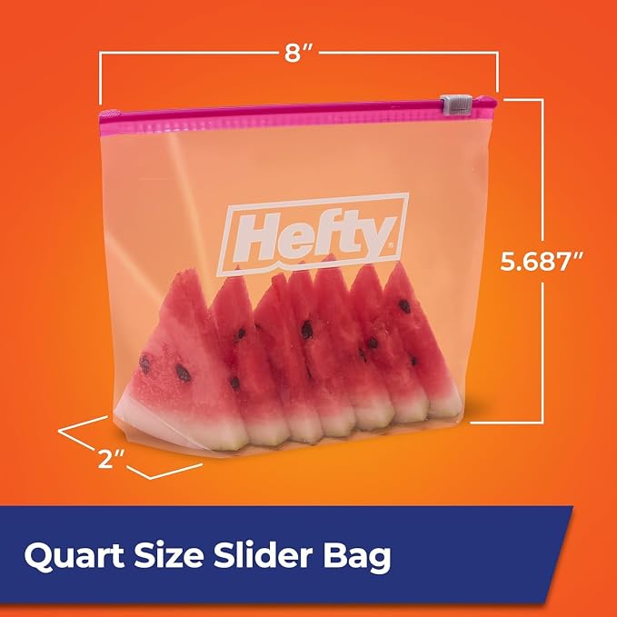 Hefty Slider Bags, Quart 20 Count (Pack of 4)