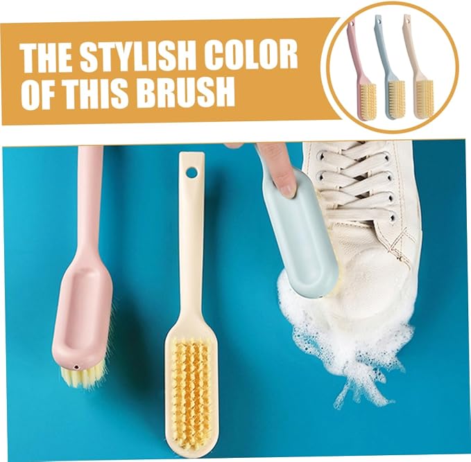 GALPADA 3pcs Multipurpose Shoe Brush Ergonomic Handle Scrub Brushes for Removal Soft Bristles for Household Shoe Care