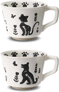 11 oz Ceramic Coffee Mug, Stoneware Teacup with Handle | Small Novelty Unique Cup for Tea Mocha Latte Cappuccino, Microwave Dishwasher Safe (Set of 2, Cat and Dog)