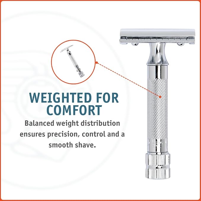 Merkur Mk34c Double Edge Razor with Heavy Duty Short Handle