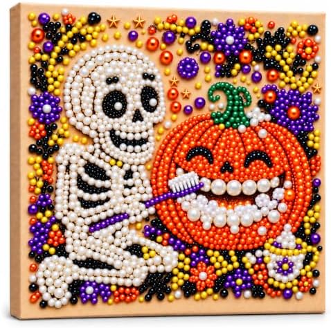 Diamond and Pearl Art Kits for Adults, Halloween Decorations, Framed Decor