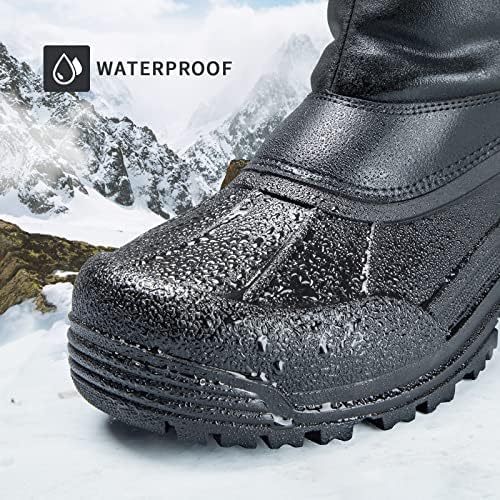 mysoft Men's Winter Snow Boots Mid Calf Waterproof Insulated Fur Lined Warm Anti-Slip Zip Boot