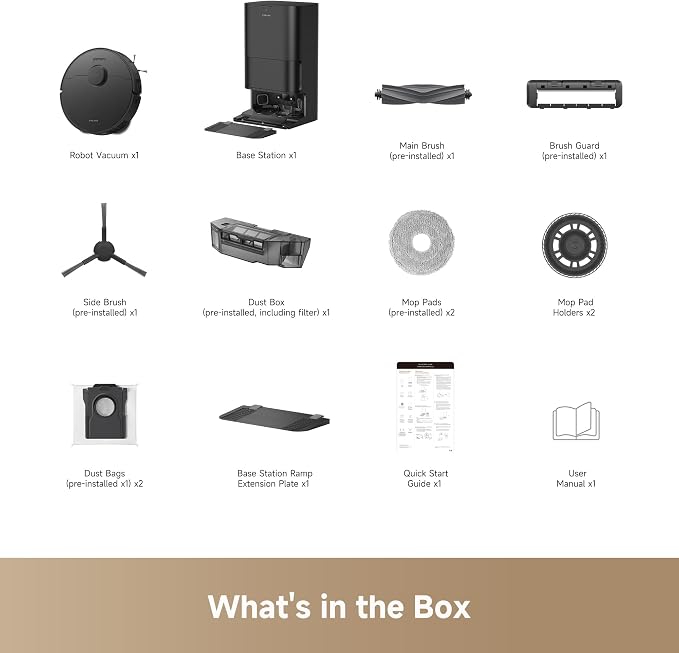 DREAME D30 Ultra CE Robot Vacuum and Mop with Auto Dust Emptying, 25,000Pa Suction, 0.41in Mop Lifting, Multifunctional Base Station, Mop Self-Washing, Smart Obstacle Avoidance, Black