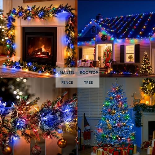 Joiedomi Christmas Lights Outdoor,100 Count Blue Christmas Tree Lights Indoor,21.4ft String Xmas Decorations for Dorm Classroom Bedroom Holiday Wedding Party,White Wire