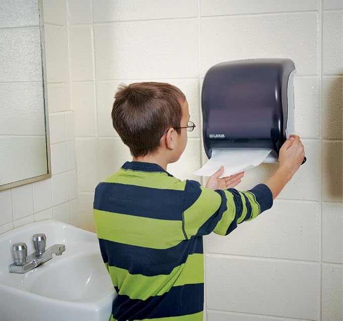 San Jamar Classic Element Paper Towel Dispenser Wall-Mounted Commercial Roll Dispenser, Fits All Core Sizes with Lever for Bathroom, Kitchens, and Restaurants, Plastic, Universal Paper, Black Pearl