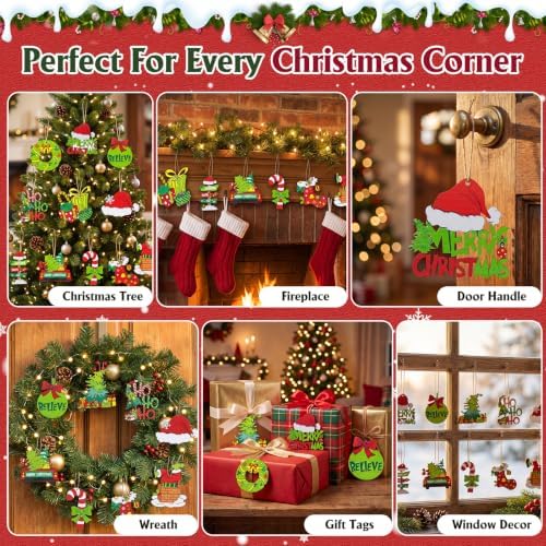 36 Pcs Christmas Ornaments for Tree, Hanging Wooden Christmas Decorations
