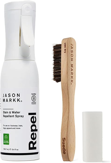 Jason Markk Repel Spray & Suede 3-Piece Cleaning Kit Bundle, Shoe & Sneaker Cleaner, Brush & Stain Eraser, Non-Aerosol Water & Stain Repellent Spray, Safe for Leather, Suede, Nubuck, Cotton, Knits