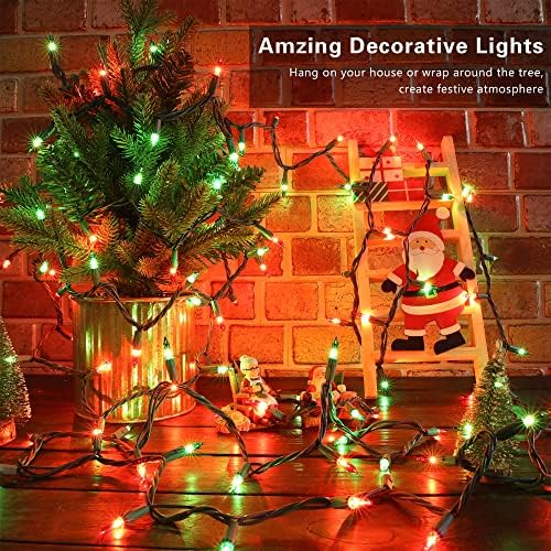 BrizLabs Red & Green Christmas Lights, 300 Counts 69.6ft Mini String Lights Connectable, UL Certified Incandescent Christmas String Lights Plug-in Tree Lights for Indoor Outdoor Xmas Home Decor