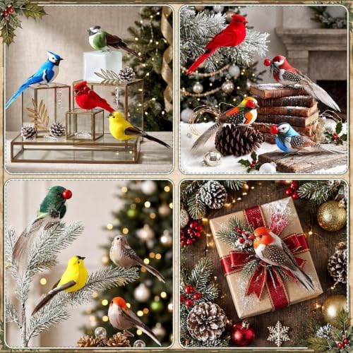 36 Pcs Clip on Bird Ornaments for Christmas Tree