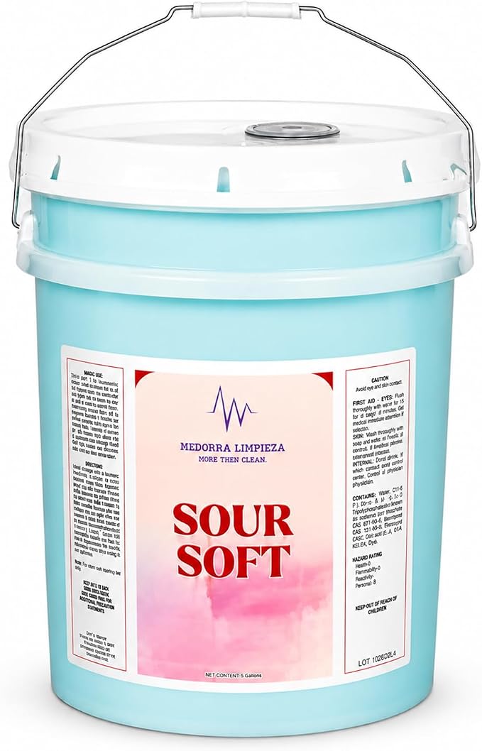 Laundry Sour & Softener, 5 Gallon, Commercial Fabric Conditioner & Acidic Rinse Agent for OPL & Industrial Laundry Systems