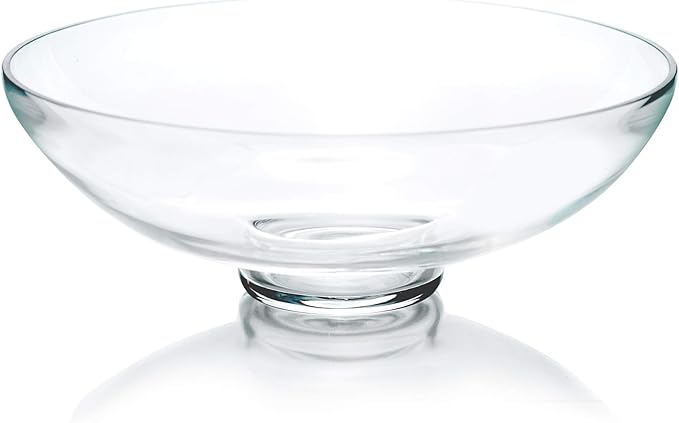 CYS EXCEL Glass Decorative Footed Bowl (H:4.5" D:12") | Fruit Display & Terrarium Bowl | Compote Vase & Kitchen Table Centerpiece